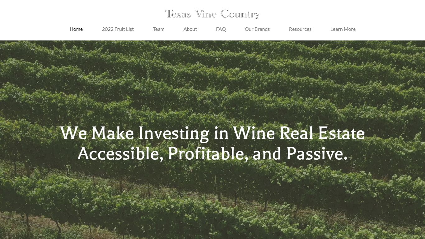 Texas Vine Country | Making Vineyard Investing Accessible